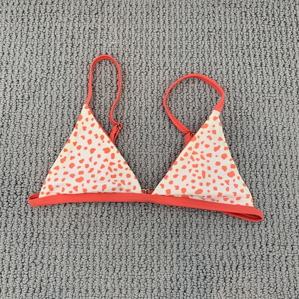 Orange and White Bikini Top XS